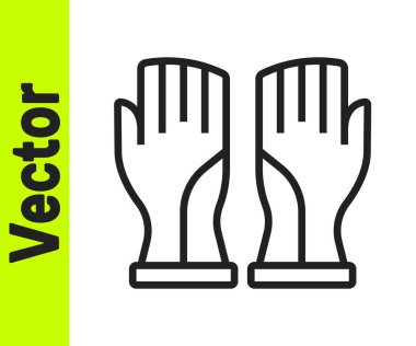 Siyah çizgili itfaiyeci eldivenleri beyaz arka planda izole edilmiş. Eldiven ikonunu koru. Vektör