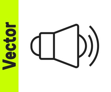 Siyah çizgi Megafon simgesi beyaz arkaplanda izole edildi. Sözcü işareti. Vektör