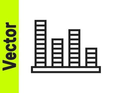 Siyah çizgi müzik eşitleyici simgesi beyaz arkaplanda izole edildi. Ses dalgası. Ses dijital dengeleyici teknolojisi, konsol paneli, nabız müzikali. Vektör