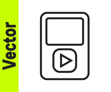 Siyah çizgi müzik çalar simgesi beyaz arkaplanda izole edildi. Taşınabilir müzik cihazı. Vektör