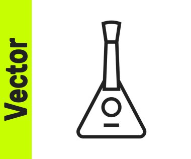 Beyaz arka planda siyah çizgi müzik aleti Balalaika simgesi izole edildi. Vektör