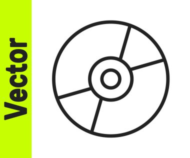 Siyah çizgi Vinil disk simgesi beyaz arkaplanda izole edildi. Vektör