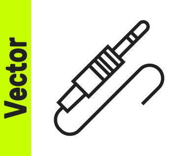 Siyah çizgi ses kriko simgesi beyaz arkaplanda izole edildi. Bağlantı ses ekipmanları için ses kablosu. Fiş kablosu. Müzik aleti. Vektör