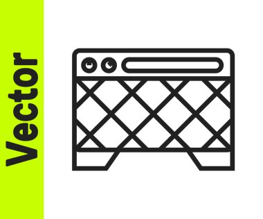 Siyah çizgi Gitar yükseltici simgesi beyaz arkaplanda izole edildi. Müzik aleti. Vektör