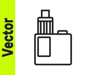 Siyah çizgi Vape mod aygıt simgesi beyaz arkaplanda izole edildi. Tüttürme aleti. Buharlaştırıcı Cihaz. Vektör