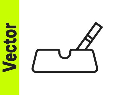 Beyaz arka planda sigara ikonu olan siyah çizgi küllük. Vektör