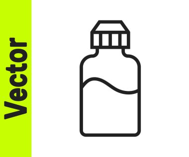 Siyah çizgi Vape sıvı şişe Elektronik sigara ikonu beyaz arka planda izole. Vektör