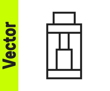 Siyah çizgi Vape mod aygıt simgesi beyaz arkaplanda izole edildi. Tüttürme aleti. Buharlaştırıcı Cihaz. Vektör