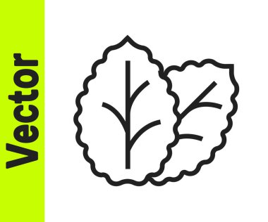 Beyaz arkaplanda siyah çizgi tütün yaprağı simgesi izole edildi. Tütün yaprakları. Vektör