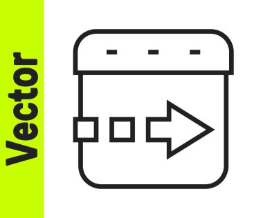 Siyah çizgi Zaman beyaz arkaplanda izole edilmiş saat simgesinde uçuyor. Vektör