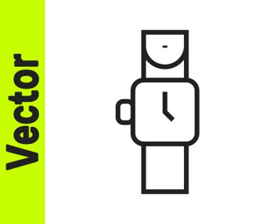 Siyah çizgi bilek saat simgesi beyaz arkaplanda izole edildi. Kol saati simgesi. Vektör