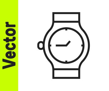 Siyah çizgi bilek saat simgesi beyaz arkaplanda izole edildi. Kol saati simgesi. Vektör