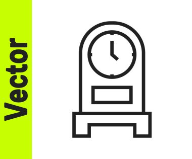 Siyah çizgi antika saat simgesi beyaz arkaplanda izole edildi. Vektör