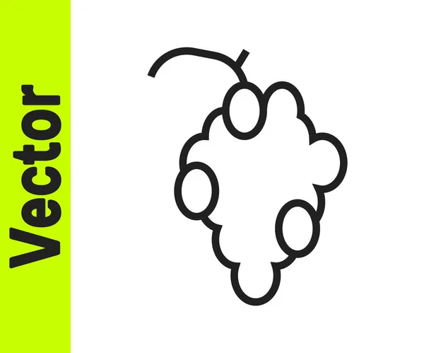 Schwarze Linie Traubenfrucht Symbol Isoliert Auf Weißem Hintergrund Vektor — Stockvektor