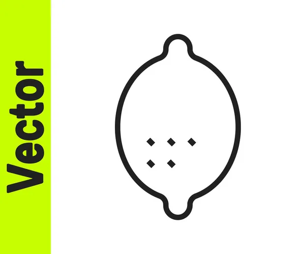 Black Line Lemon Icon Isolated White Background Vector — Stock Vector