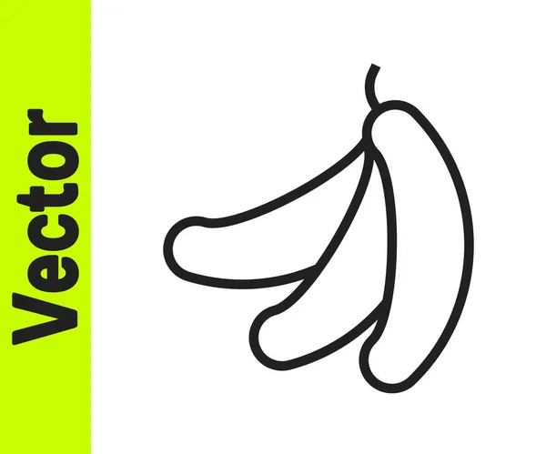 Ícone Banana Linha Preta Isolado Fundo Branco Vetor —  Vetores de Stock