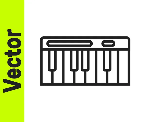 Black Line Music Synthesizer Icon Isoliert Auf Weißem Hintergrund Elektronisches — Stockvektor