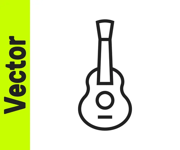 Black Line Guitar Icon Isoliert Auf Weißem Hintergrund Akustische Gitarre — Stockvektor