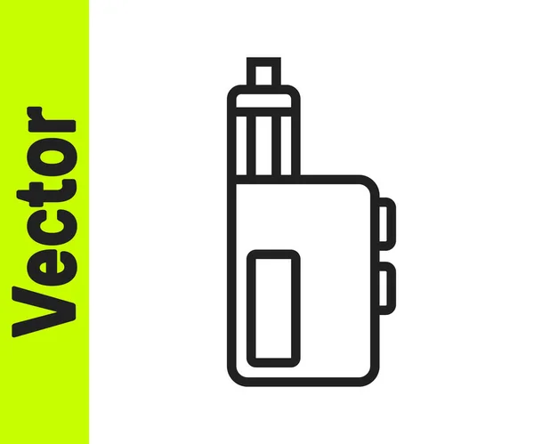 Black Line Vape Mod Device Icon Isoliert Auf Weißem Hintergrund — Stockvektor