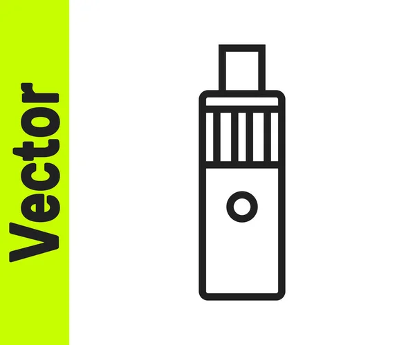 Black Line Vape Mod Device Icon Isoliert Auf Weißem Hintergrund — Stockvektor