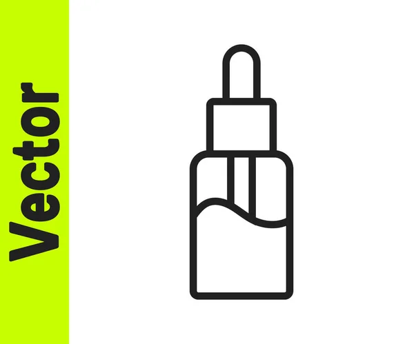 Schwarze Linie Vape Flüssigflasche Für Elektronische Zigaretten Symbol Isoliert Auf — Stockvektor