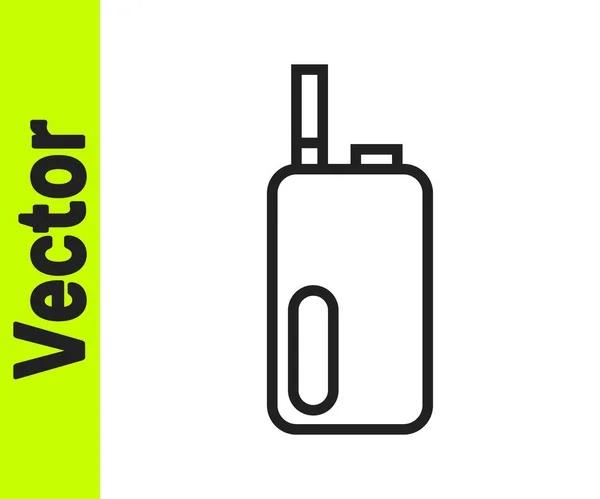 Ligne Noire Icône Cigarette Électronique Isolée Sur Fond Blanc Outil — Image vectorielle