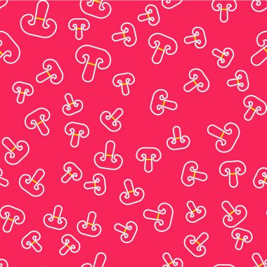 Çizgi mantar simgesi kırmızı arkaplanda izole edilmiş. Vektör