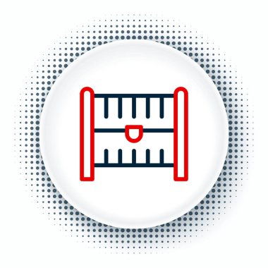 Beyaz arka planda izole edilmiş Antik hazine sandığı simgesi. Altın sikkeli klasik tahta sandık. Renkli taslak konsepti. Vektör