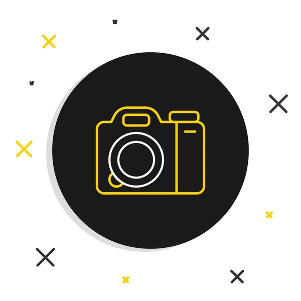 Zeile Foto-Kamera-Symbol isoliert auf weißem Hintergrund. Fotokamera. Digitale Fotografie. Buntes Rahmenkonzept. Vektor — Stockvektor
