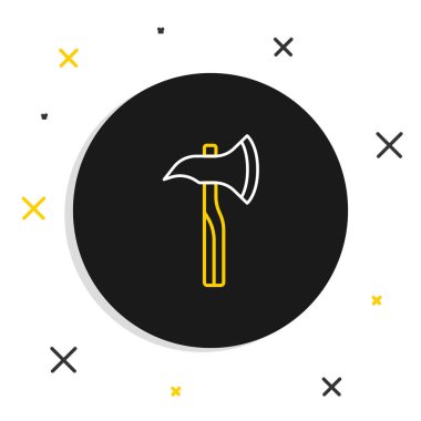 İtfaiyeci baltası simgesi beyaz arka planda izole edildi. Yangın baltası. Renkli taslak konsepti. Vektör