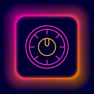 Parlayan neon hattı Ses Karıştırıcı simgesi siyah arkaplanda izole edildi. DJ ekipman kaydırma düğmeleri. Konsol karıştırılıyor. Renkli taslak konsepti. Vektör