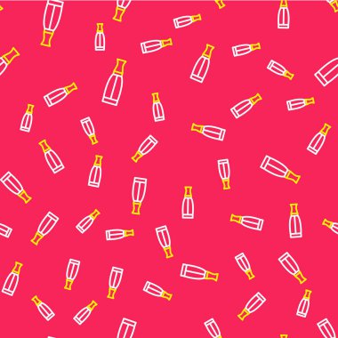 Elektronik sigara ikonu için Vape marka bir şişe kırmızı arka planda izole edilmiş. Vektör