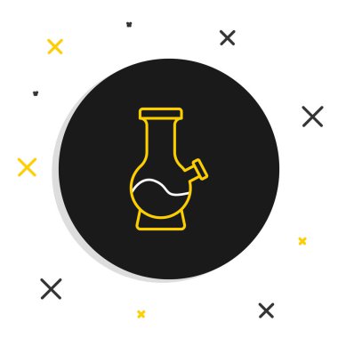 Beyaz arka planda izole edilmiş esrar veya kenevir ikonu içmek için Line Glass bong. Renkli taslak konsepti. Vektör