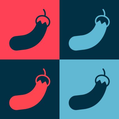 Pop Art Patlıcan simgesi renk arkaplanında izole edilmiş. Vektör