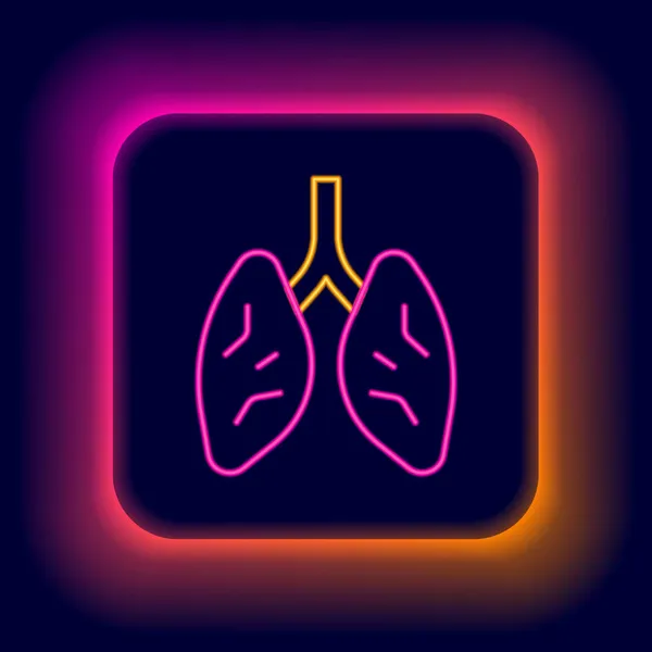 Linha de néon brilhante Ícone de pulmões isolado no fundo preto. Conceito de esboço colorido. Vetor —  Vetores de Stock
