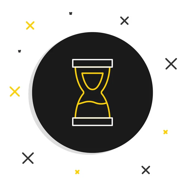 Línea Reloj de arena viejo con el icono de arena que fluye aislado sobre fondo blanco. Señal de reloj de arena. Concepto de negocio y gestión del tiempo. Concepto de esquema colorido. Vector — Vector de stock