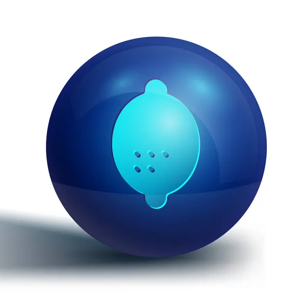 Blaues Zitronensymbol isoliert auf weißem Hintergrund. Blauer Kreis-Knopf. Vektor — Stockvektor