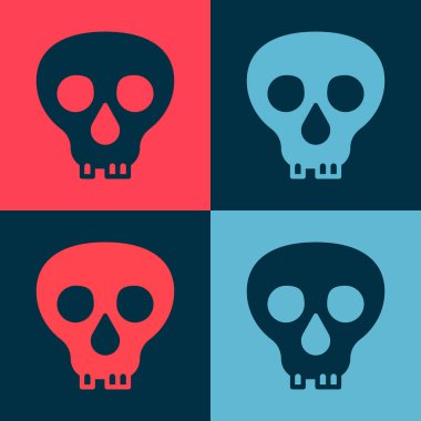 Pop Art Skull simgesi renk arkaplanında izole edildi. Mutlu Cadılar Bayramı Partisi. Vektör