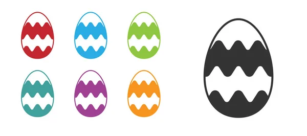 Icono de huevo de Pascua negro aislado sobre fondo blanco. Feliz Pascua. Establecer iconos de colores. Vector — Vector de stock