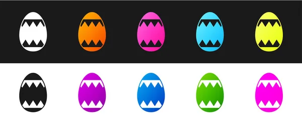 Setzen Sie Osterei-Symbol isoliert auf schwarzem und weißem Hintergrund. Frohe Ostern. Vektor — Stockvektor