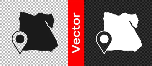 Fekete Térkép Egyiptom ikon elszigetelt átlátszó háttér. Vektor — Stock Vector