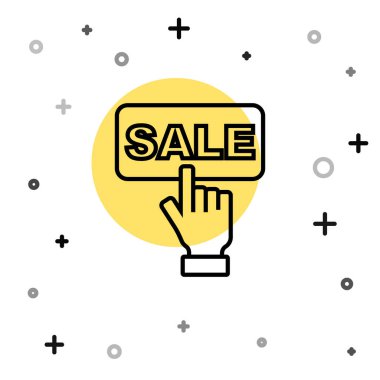 Beyaz arkaplanda izole edilmiş siyah çizgi Price etiketi. Rozet fiyatına. Reklam etiketi indirimi. Rastgele dinamik şekiller. Vektör