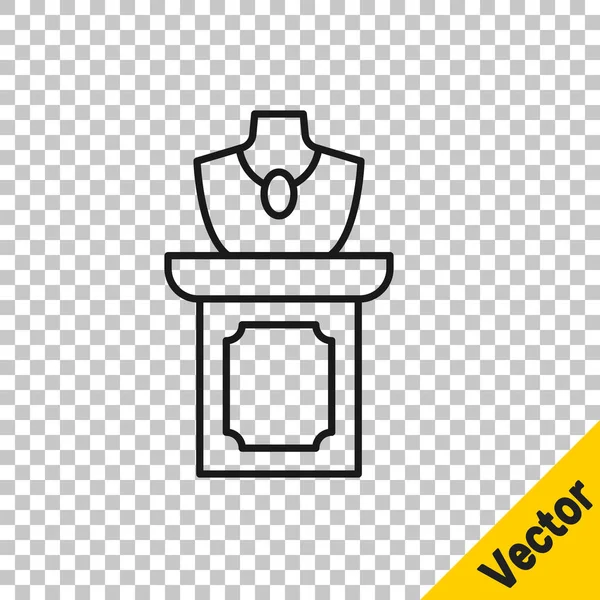 Línea negra Icono de venta de joyas de subasta aislado sobre fondo transparente. Licitación de subastas. Venta y compradores. Vector — Vector de stock