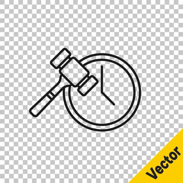 Black line Auction hammer icon isolated on transparent background. Gavel - hammer of judge or auctioneer. Bidding process, deal done. Auction bidding. Vector — Stock Vector