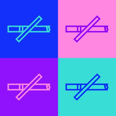 Pop sanat serisi. Arka planda sigara ikonu yok. Sigara içmek yasaktır işareti. Vektör