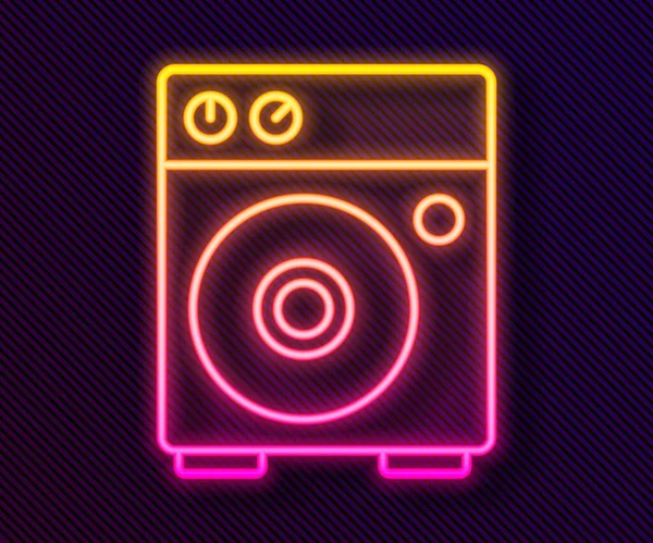 Leuchtendes Neon Line Guitar Amplifier Symbol isoliert auf schwarzem Hintergrund. Musikinstrument. Vektor — Stockvektor