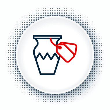 Satır Açık Artırması beyaz arka planda izole edilmiş antik vazo simgesi. Açık arttırma teklifi. Satış ve alıcılar. Renkli taslak konsepti. Vektör