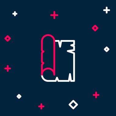 Antik papirüs kaydırma simgesi mavi arkaplanda izole edildi. Parşömen kağıdı. Eski Mısır sembolü. Renkli taslak konsepti. Vektör