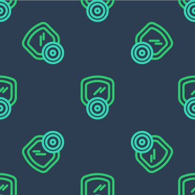 Gaz maskesi simgesi mavi arkaplanda izole edilmiş. Solunum cihazı işareti. Vektör