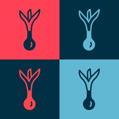 Pop Art Onion simgesi renk arkaplanında izole edildi. Vektör